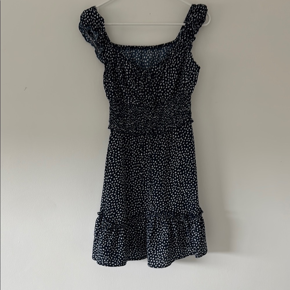 Source Unknown Blue Ruffled Smocked Midi Dress
